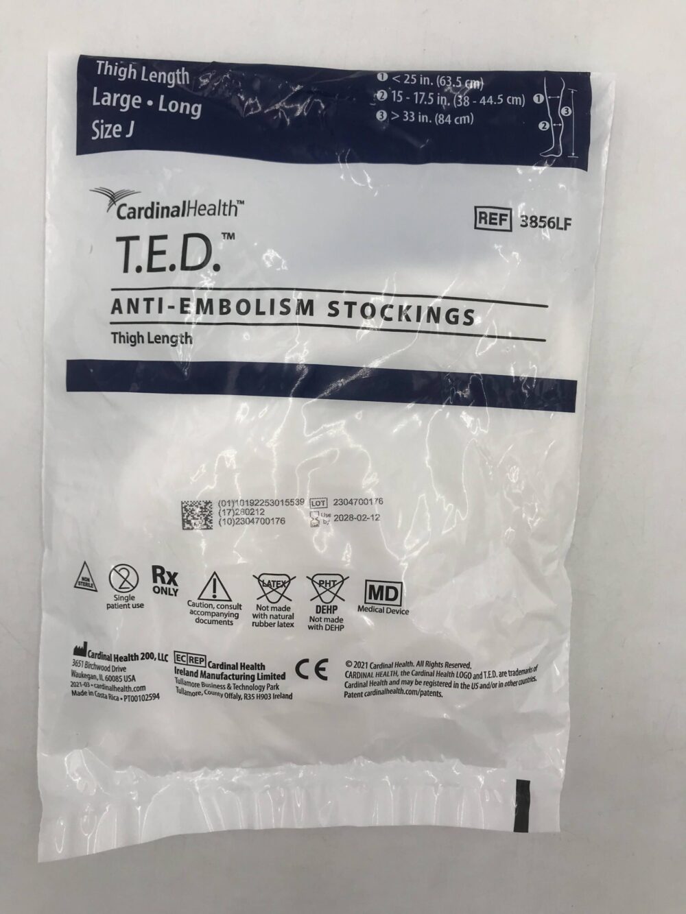 Thigh Length Anti-Embolism Stocking, Large, Long Length, Blue, Latex Free (LF), 6 pr/ctn (Continental US Only)