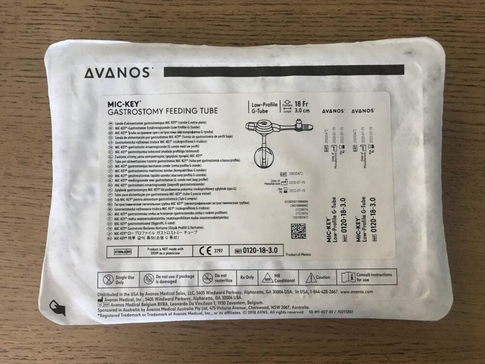 Gastrostomy Tube, 18FR, 3.0cm Stoma Length, 5mL Balloon (US Only) (Authorized Distributor Sub-Agreement Required  - See Manufacturer Details Page)
