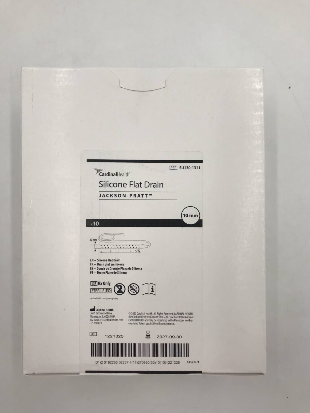 Jackson-Pratt Silicone Round Surgical Drain, 30CM Channel with Trocar, 15FR, 30cm, 10/bx, 8 bx/cs (Continental US Only)