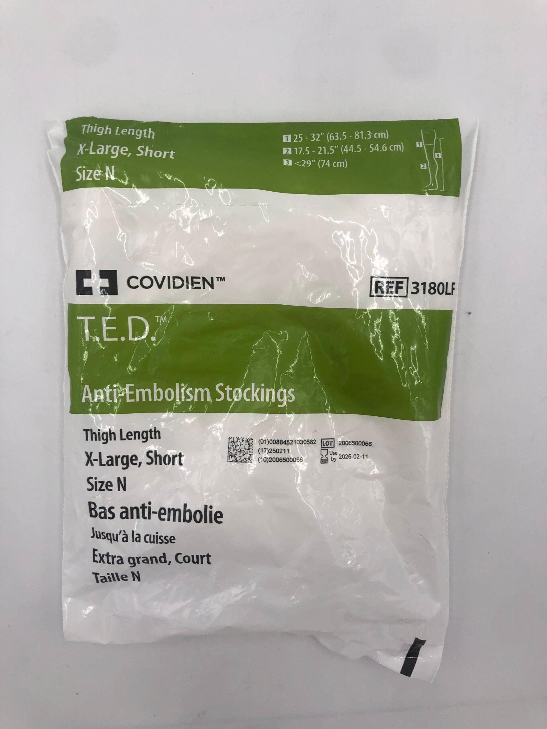Thigh Length Anti-Embolism Stocking, X-Large, Short Length, Latex Free (LF), 6 pr/ctn (Continental US Only)