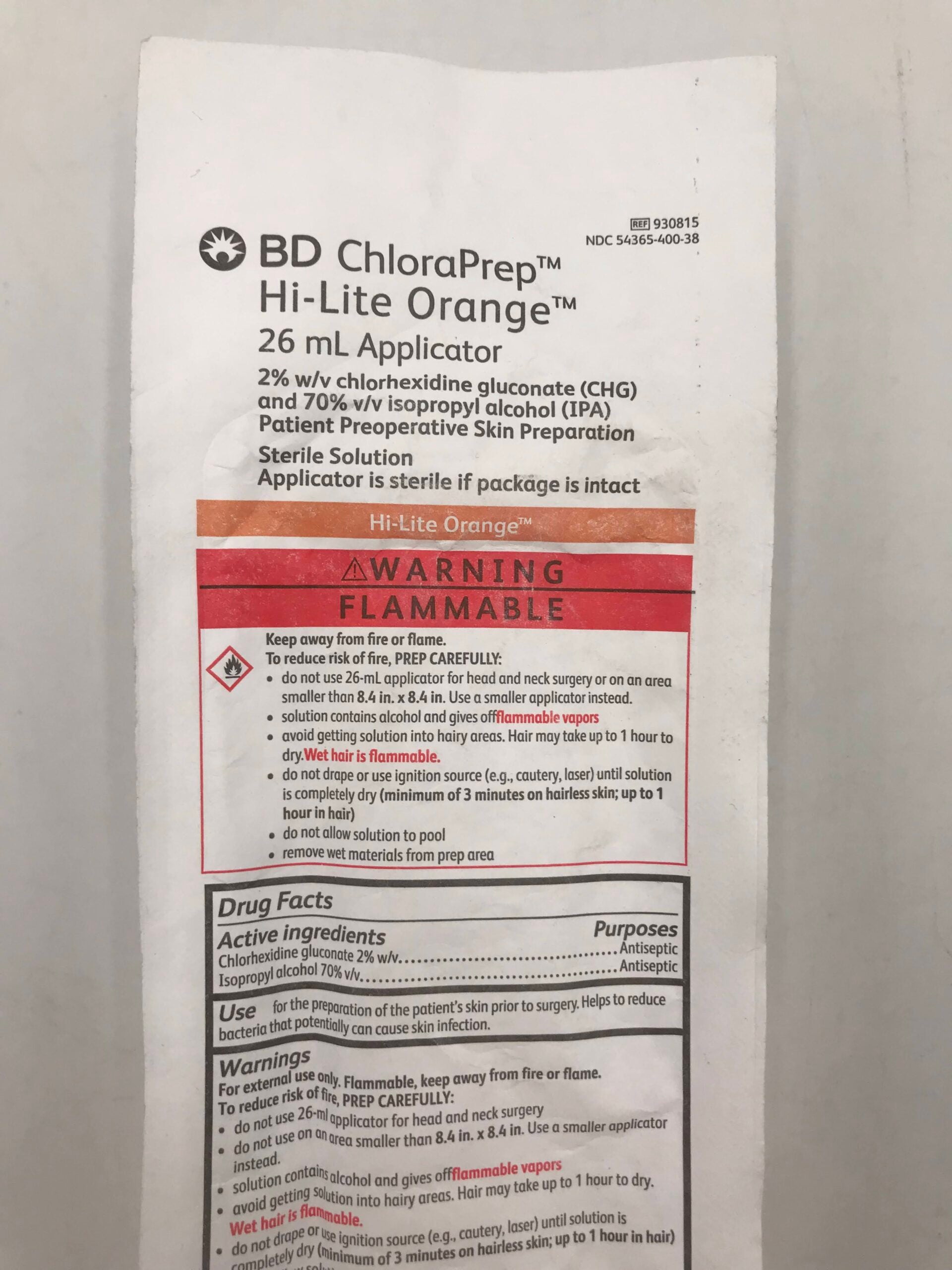 ChloraPrep Hi-Lite Orange Tint Applicator, 26 ml, Sterile, 25/cs (Temp Sensitive; Non-Returnable) (Continental US Only) (Item is considered HAZMAT and cannot ship via Air or to AK, GU, HI, MP, PR, VI) (Drop Ship Requires Pre-Approval)