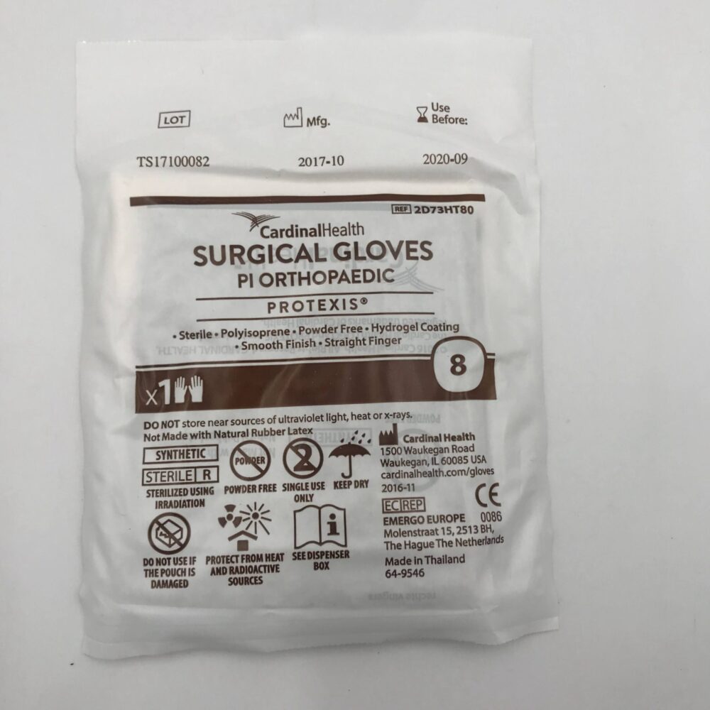 Protexis PI Orthopaedic Surgical Gloves with Hydrogel Coating, Brown, Size 8, Powder-Free, Latex-Free, Sterile, 40 pr/bx, 4 bx/cs (Continental US Only)