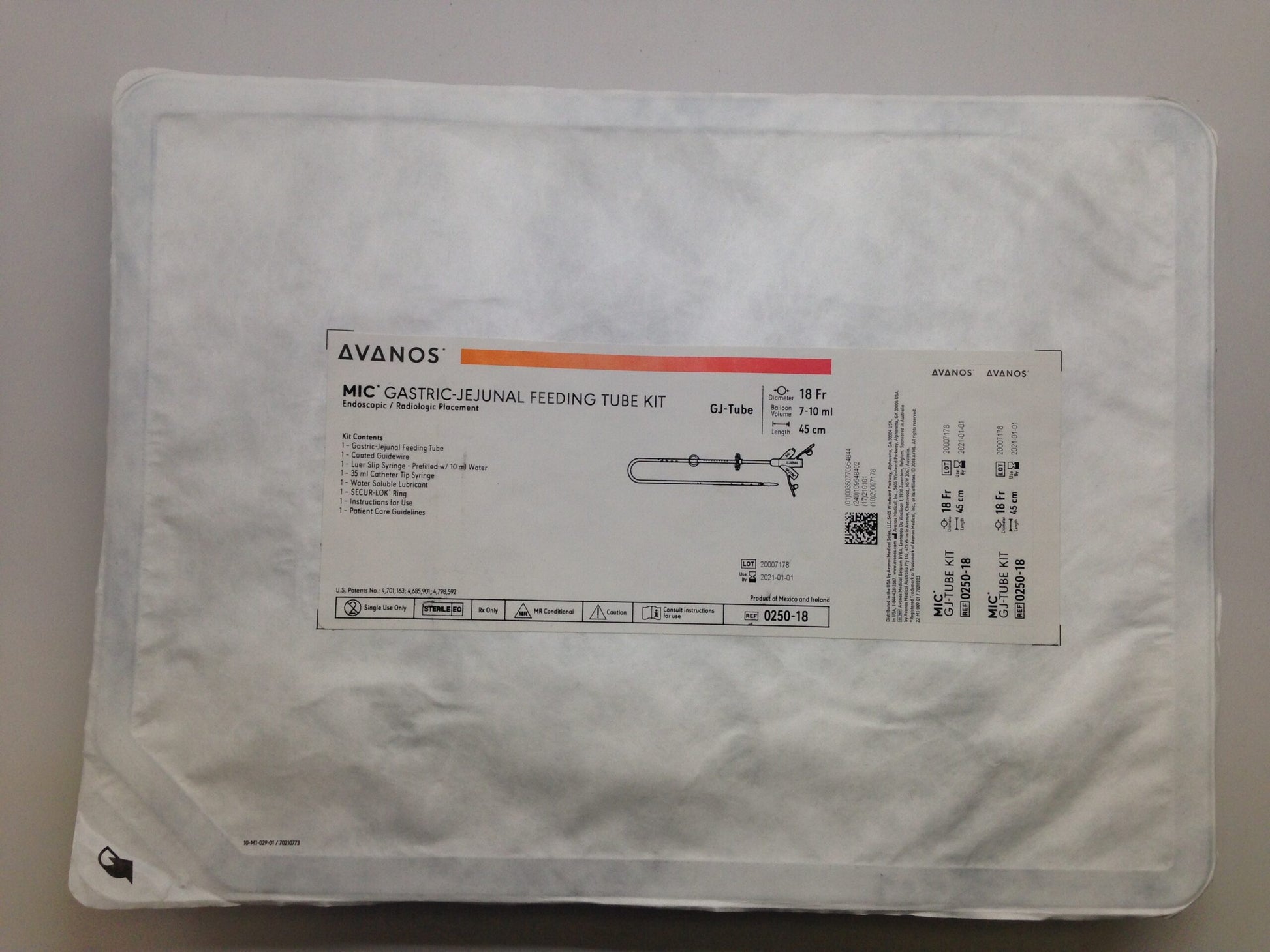 Feeding Tube Kit, Endoscopic/Radiologic Placement, 18FR, 45cm, 1 ea/cs (US Only) (Authorized Distributor Sub-Agreement Required  - See Manufacturer Details Page)