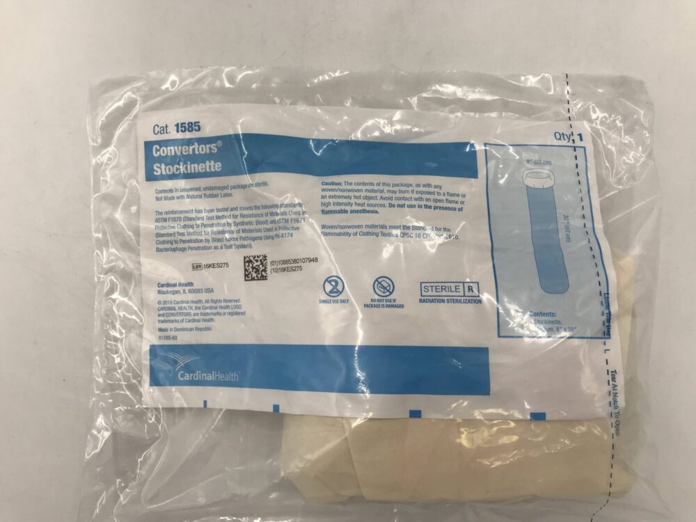 Surgical Stockinette, Internal Non-Woven Material, External Plastic Material, Medium, 8" x 38", Sterile, 10/bx, 3 bx/cs (Continental US Only)