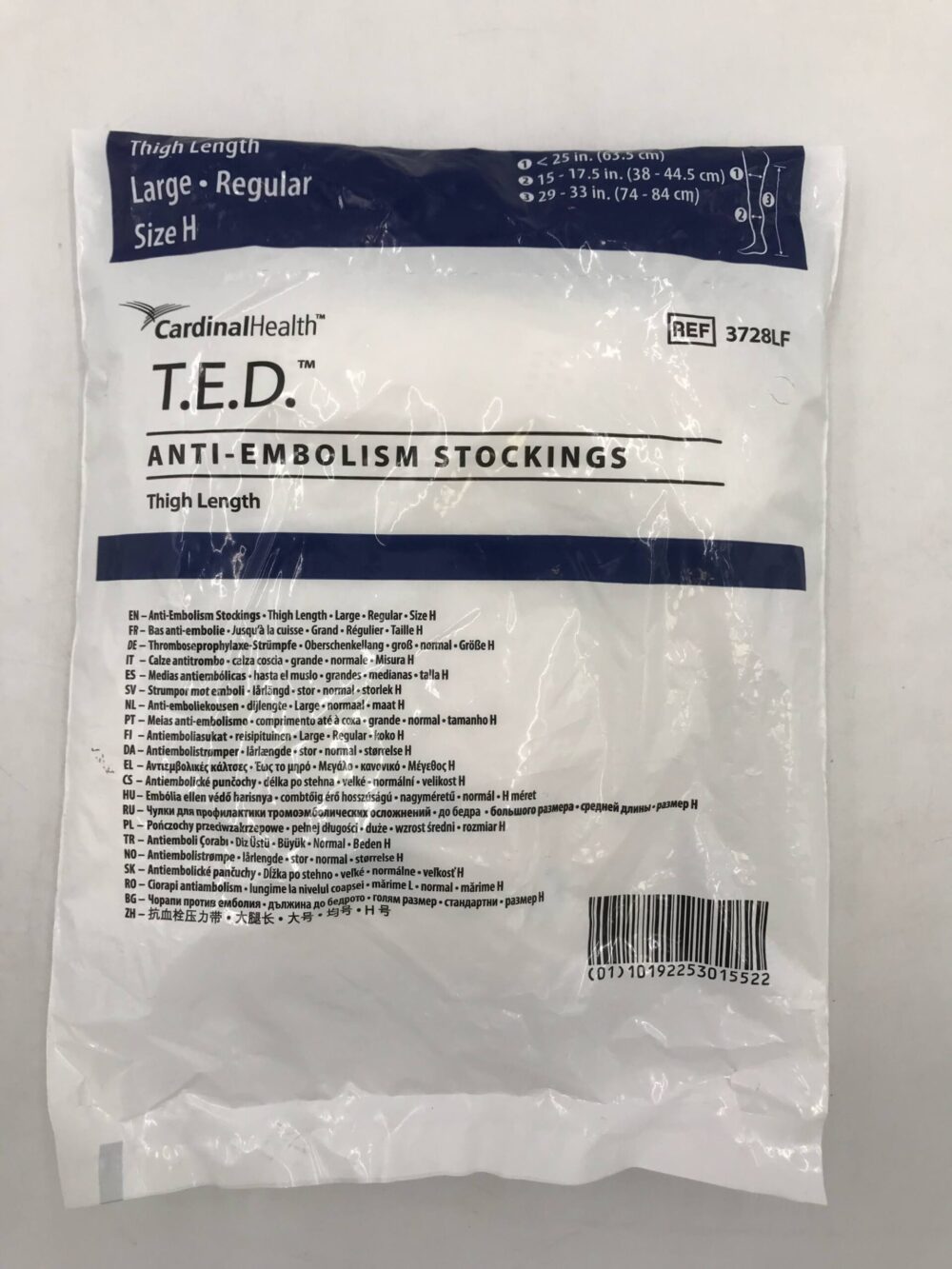 Thigh Length Anti-Embolism Stocking, Large, Regular Length, Blue, Latex Free (LF), 6 pr/ctn (Continental US Only)