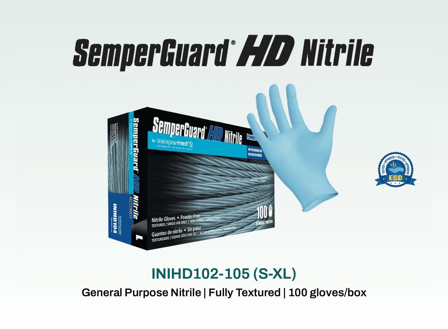 General Purpose Glove, Nitrile, Powder-Free, Textured, Blue, Small, 100/bx, 10 bx/cs