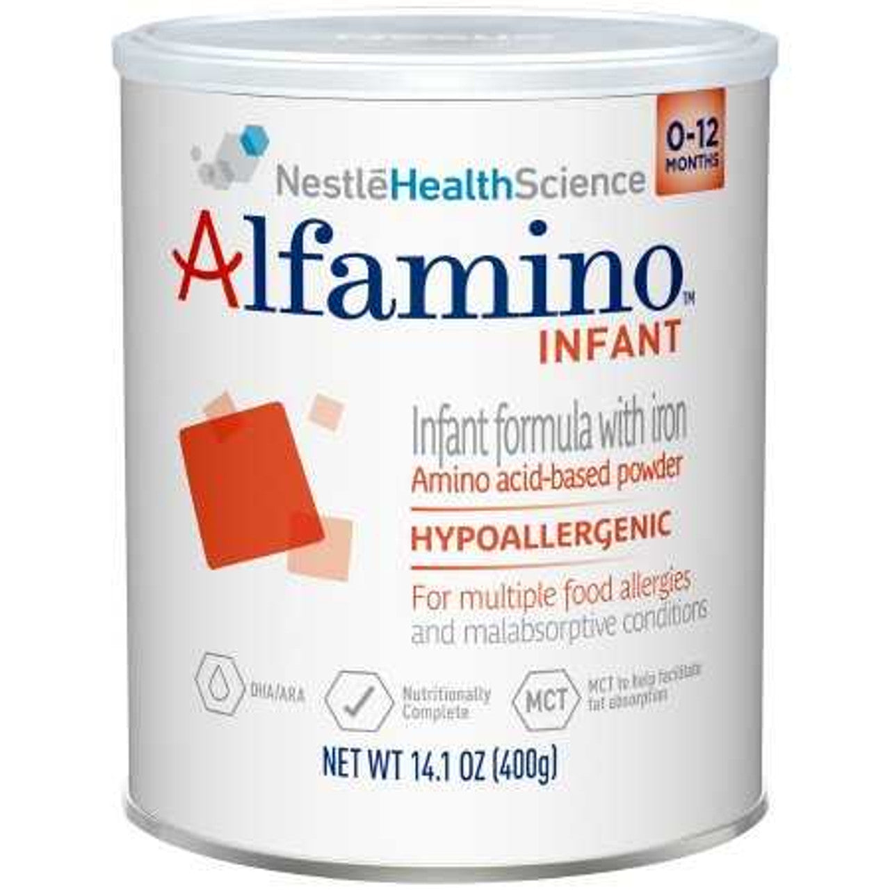 Alfamino, Infant, Unflavored Powder, 400g Canisters, 6/cs (Minimum Expiry Lead is 90 days; Non-Returnable) (Continental US Only) (Nestle products cannot be sold online without Nestle's prior written permission) (Products cannot be sold on Amazon.com or any other 3rd party site)