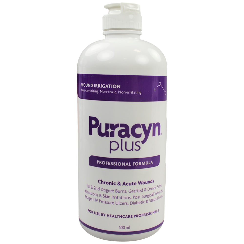 Puracyn Plus Professional, Wound Irrigation & Management Solution, Non-Sterile, Antimicrobial, 500 ml (16.9 oz), Septum Cap, 6/cs (US Only)