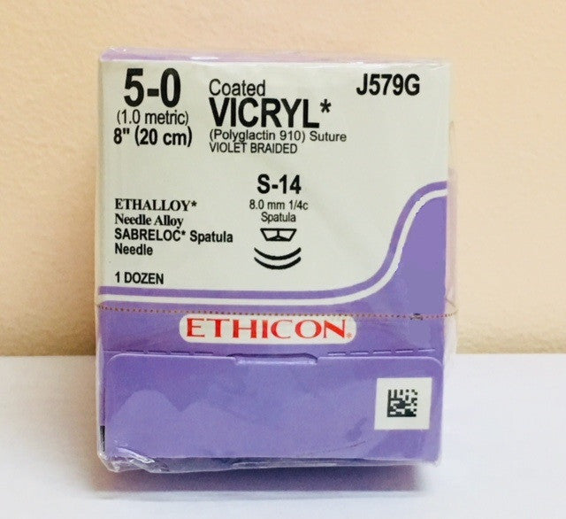 Suture, Sabreloc Spatula, Size 5-0, 8", Violet Braided, Needle S-24 S-24, _ Circle, 1 dz/bx (Continental US Only)