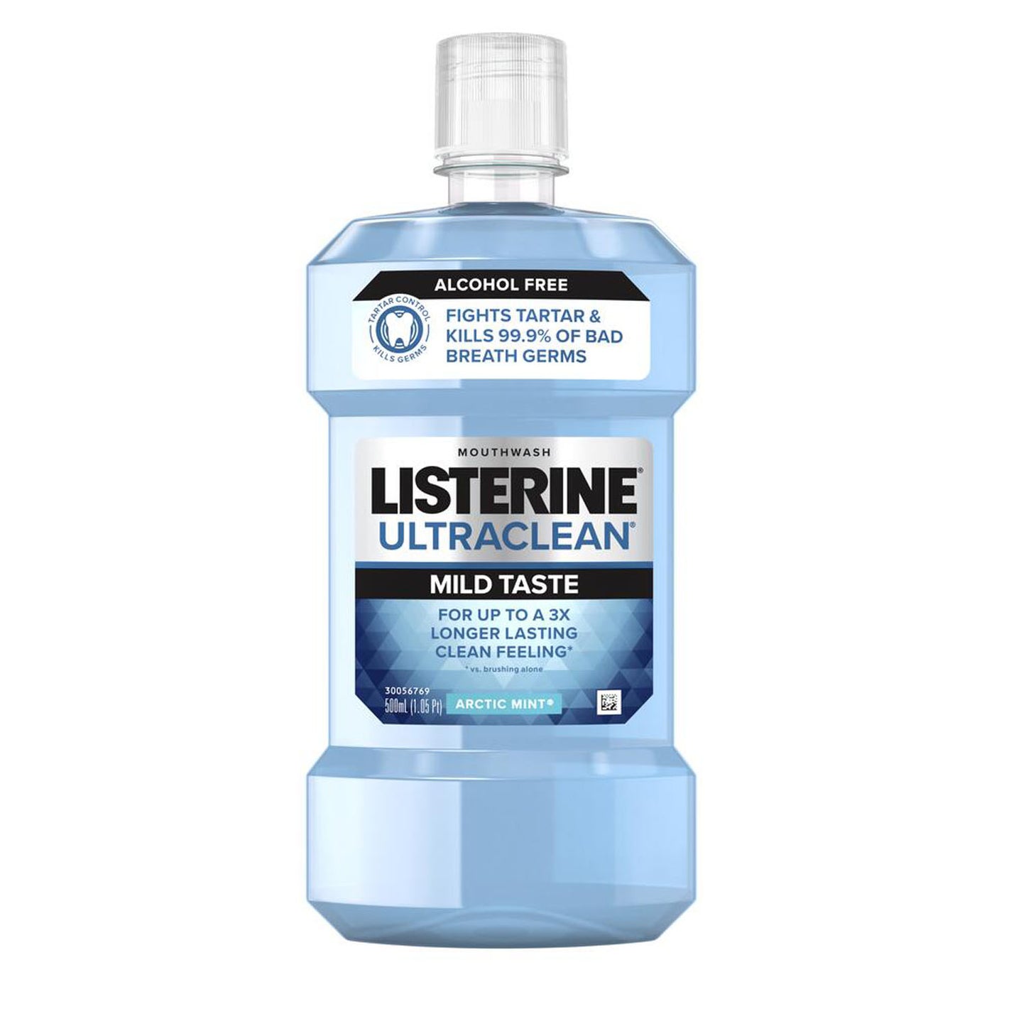 Listerine Ultra Clean Mouthwash, Zero Alcohol, Arctic Mint, 500ml, 6/cs (Continental US+HI Only) (Pricing Subject to Change without Prior Notification)