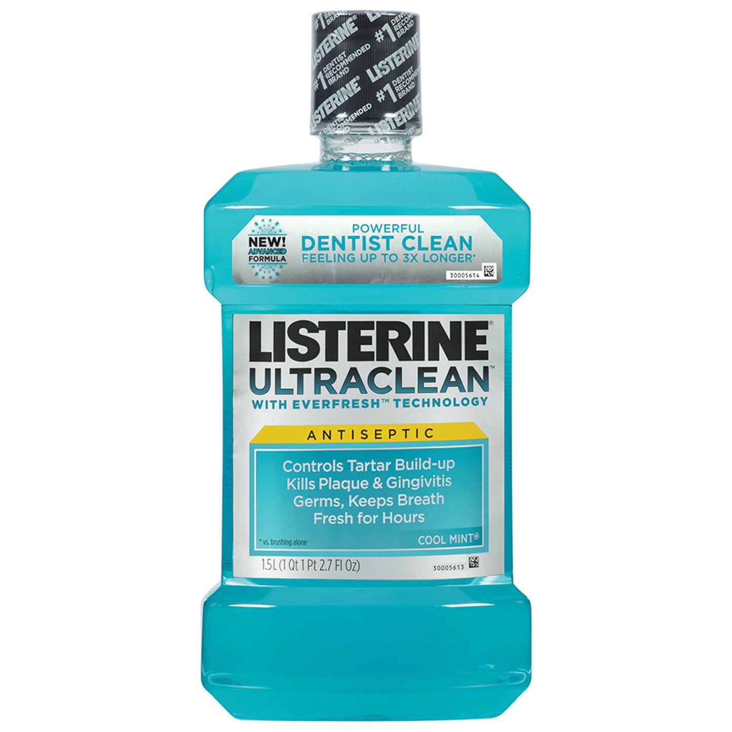 Mouthwash, Listerine Ultraclean, Cool Mint, 1.5L Bottle, 6/cs (Continental US+HI Only) (Pricing Subject to Change without Prior Notification)