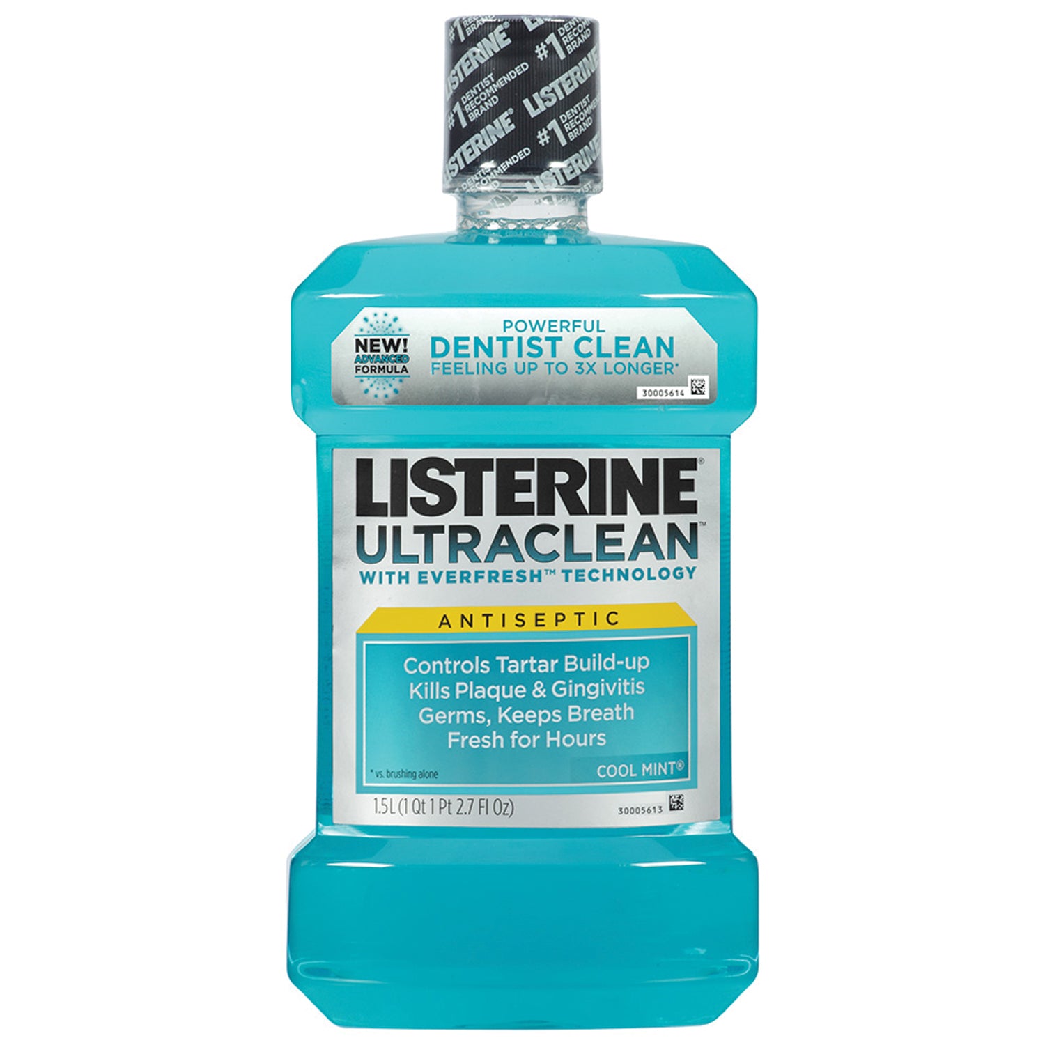 Mouthwash, Listerine Ultraclean, Cool Mint, 1.5L Bottle, 6/cs (Continental US+HI Only) (Pricing Subject to Change without Prior Notification)