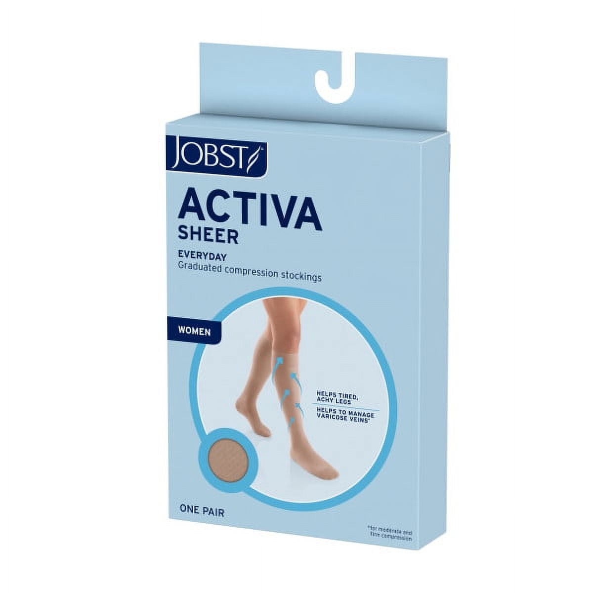 Activa Sheer Stockings, 8-15, Thigh High with Lace Band, Closed Toe, Black, SBG, Large, 1/pr (Continental US Only)