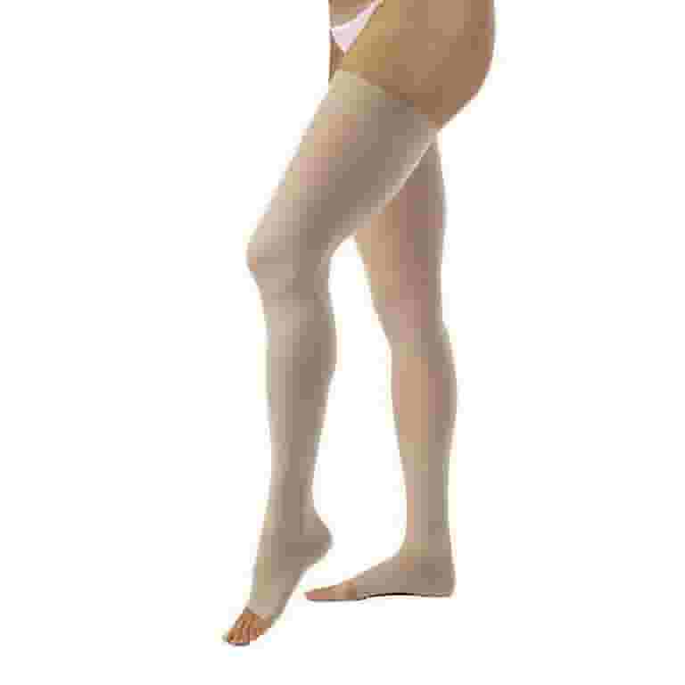 Compression Hose, Thigh High, 20-30 mmHG, Open Toe, Honey, X-Large (Continental US Only)