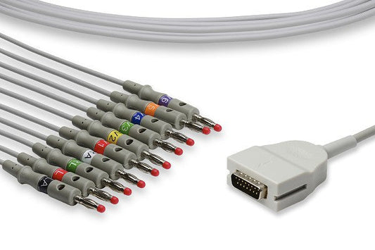 EKG EK10 Leadwire Cable, 10 Leads, Pinch/Grabber, 9.8ft, Reusable, Burdick Compatible (DROP SHIP ONLY) (Freight Terms are Prepaid & Added to Invoice - Contact Vendor for Specifics)