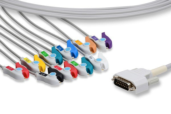 EKG Cable, Direct Connect, 10 Leads Pinch/Grabber 11ft, OEM: BA-903D