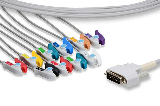 EKG Cable, Direct Connect, 10 Leads Pinch/Grabber 11ft, OEM: BA-903D