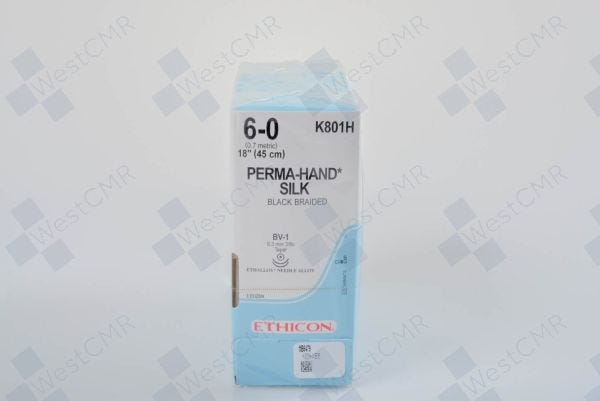 Suture, Taper Point, Size 6-0, 18", Black Braided, Needle BV-1 BV-1, 3/8 Circle, 3 dz/bx (Continental US Only)