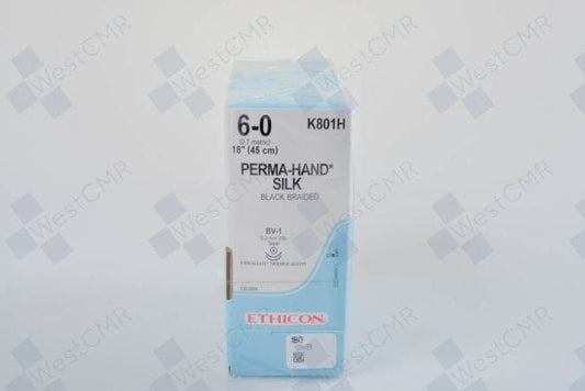Suture, Taper Point, Size 6-0, 18", Black Braided, Needle BV-1 BV-1, 3/8 Circle, 3 dz/bx (Continental US Only)