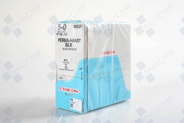 Suture, Taper Point, Size 6-0, 18", Black Braided, Needle BV-1, 3/8 Circle, 3 dz/bx (Continental US Only)