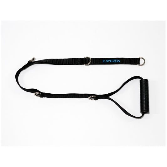 Long Strap Loop Handle, w/ 5 Rings Along Strap for Variety of Movements, Attach to VECTOR System w/ Carabiner for Exercises, 41"L w/ 6W Hard Handle, Durable Black Nylon