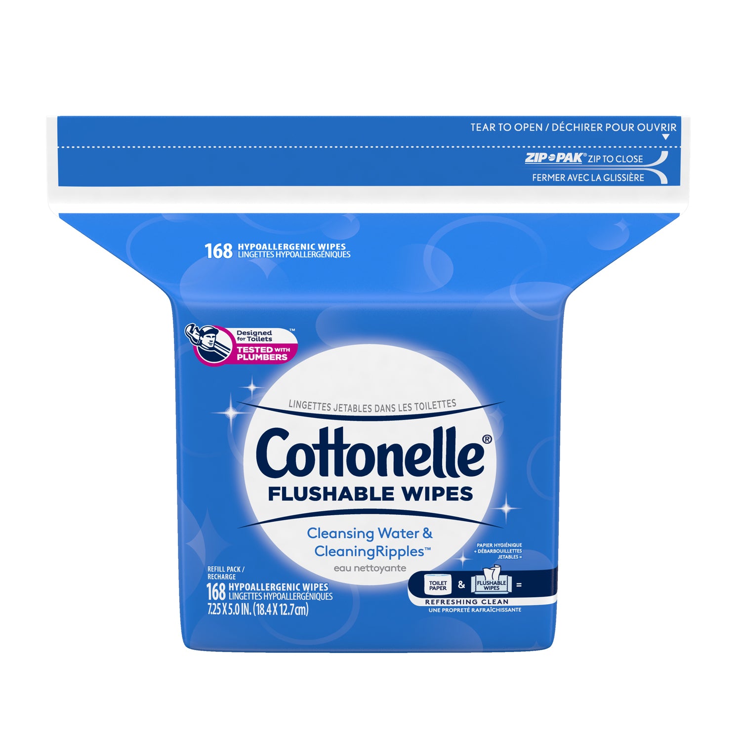 Cleansing Cloths, Flushable, Refill, 168/pk, 8pk/cs (Manufacturer Allocation)