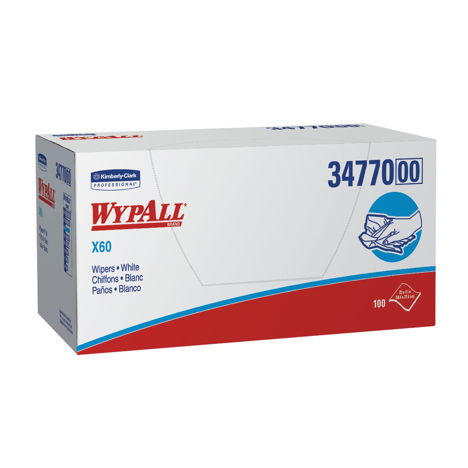WYPALL X60 Hydroknit Wipers, _ fold, 11" x 23", White, 100/pk, 9pk/cs (24 cs/plt) (Products cannot be sold on Amazon.com or any other 3rd party site) (US Only)