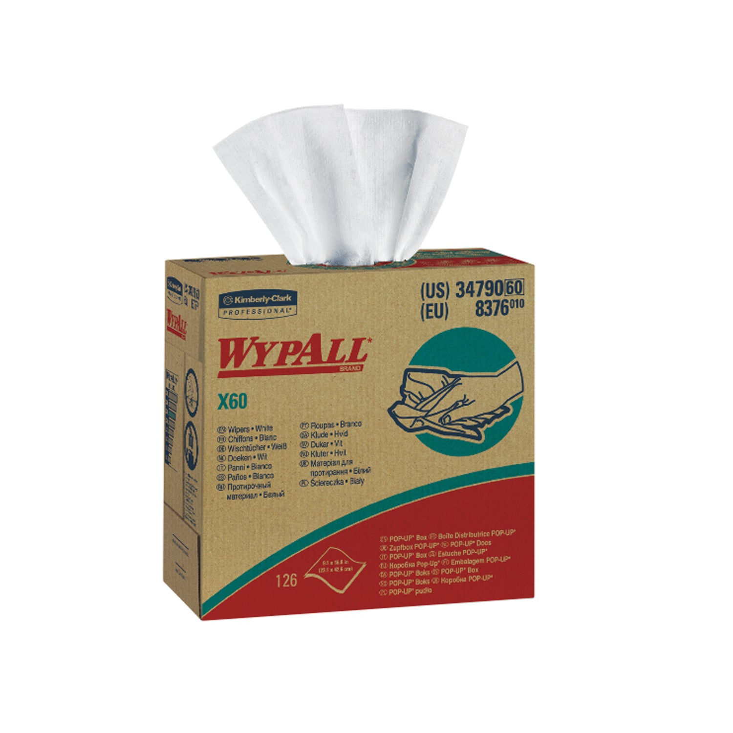 WYPALL Hydroknit Wipers, 8.75" x 16.8", 4-Ply, White, 118/bx, 10 bx/cs (24 cs/plt) (Products cannot be sold on Amazon.com or any other 3rd party site) (US Only)