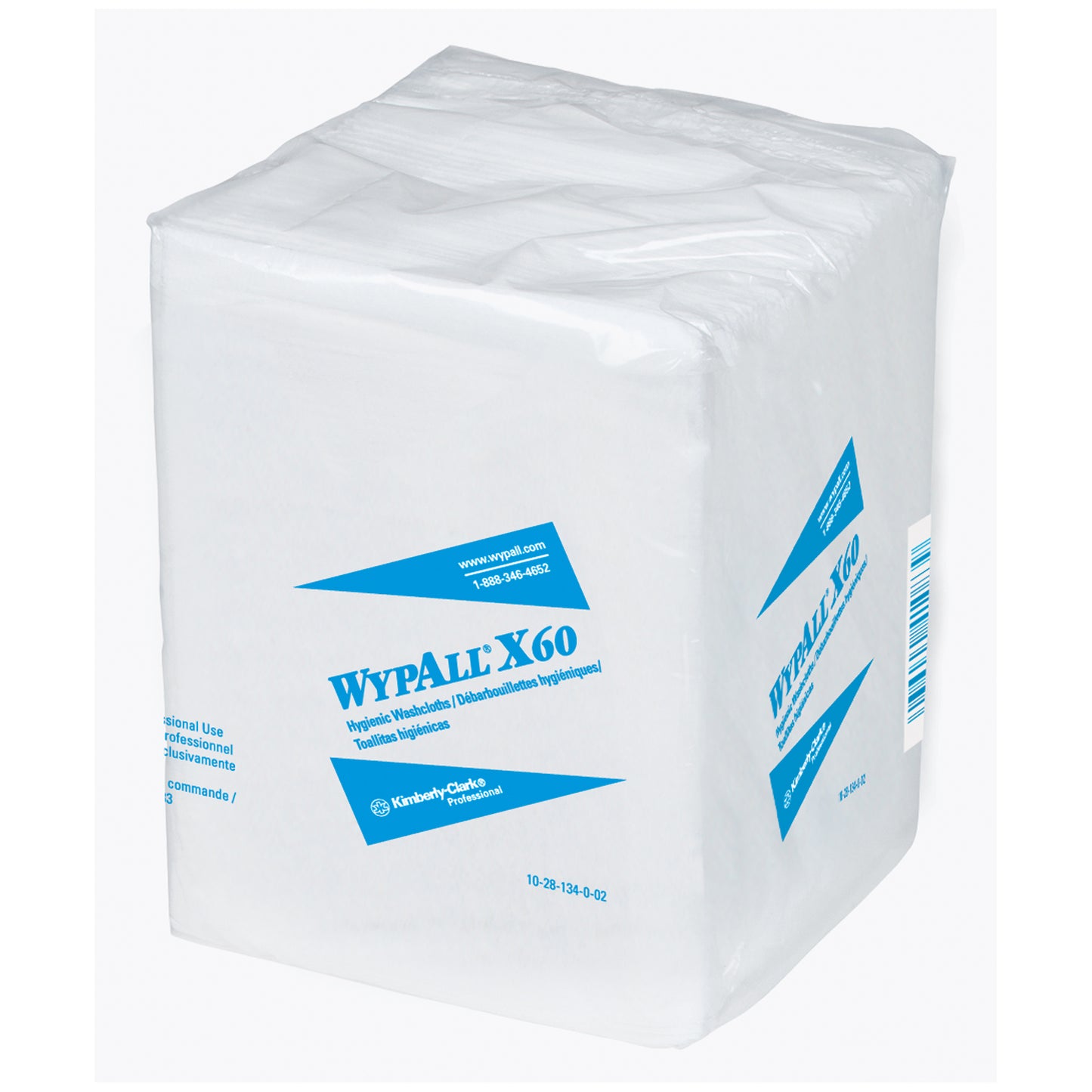 WYPALL X60 Hygienic Washcloth, 12.5" X 10", Hydroknit, 70 sheets/bx, 8 bx/cs (98 cs/plt) (Products cannot be sold on Amazon.com or any other 3rd party site) (US Only)
