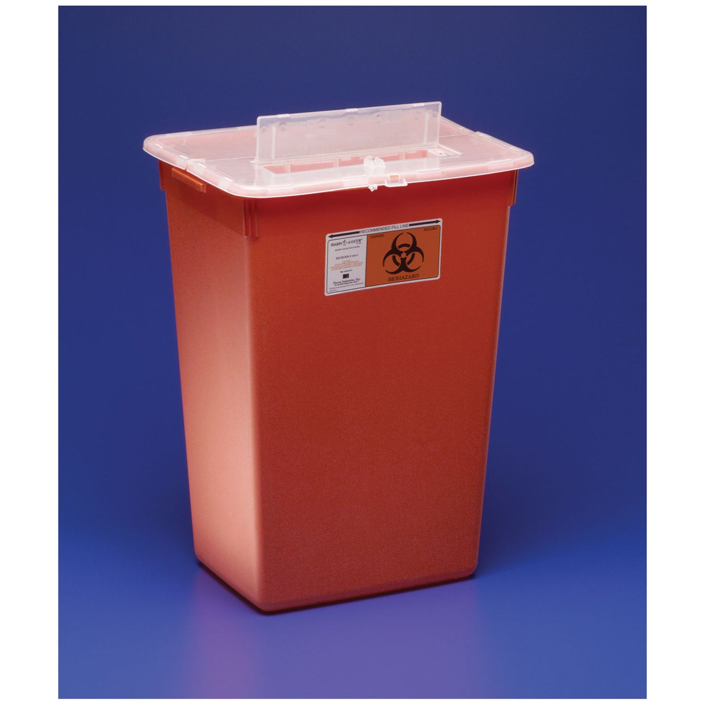 Container, 10 Gal, Red, Split Lid, Sharps Port, Large Volume, 15_"H x 12"D x 21_"W, 6/cs (15 cs/plt) (Continental US Only)