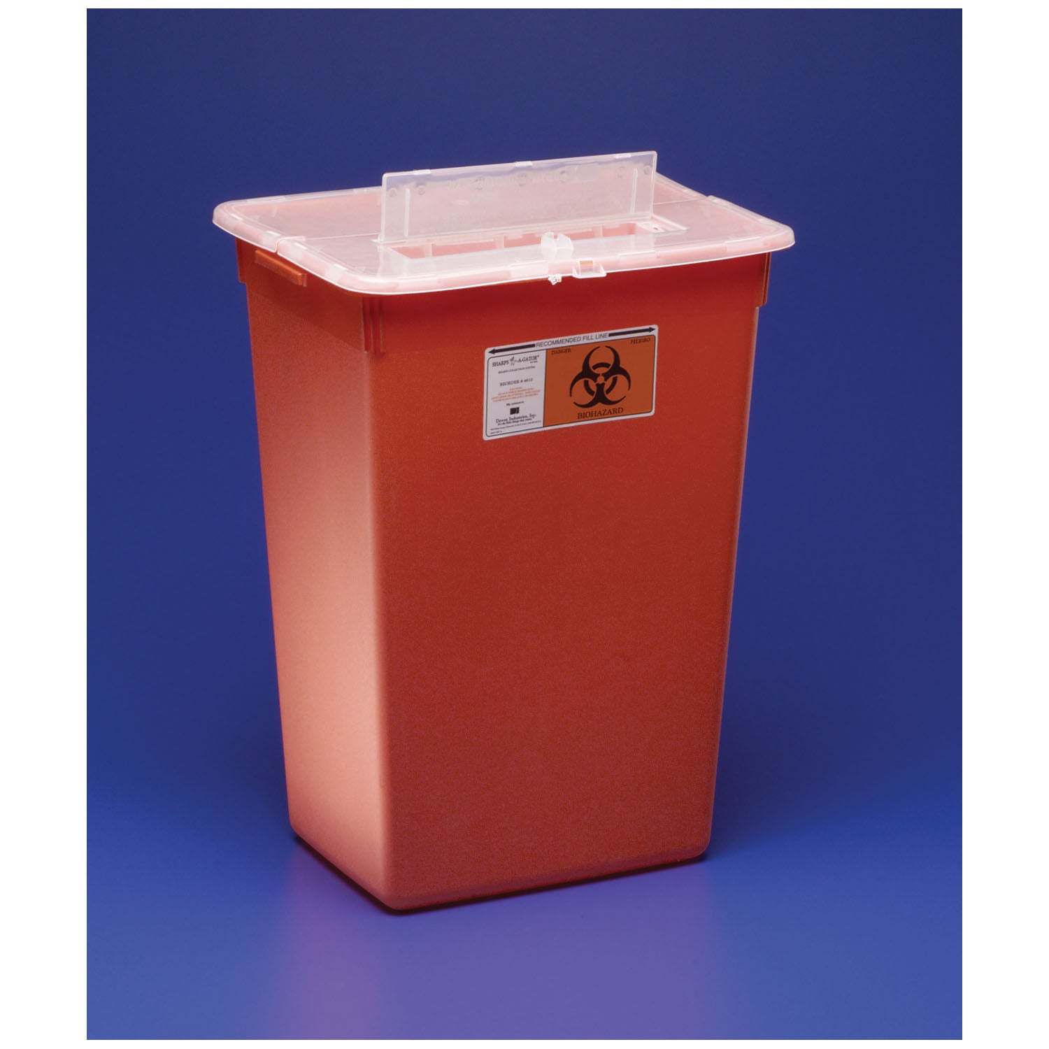 Container, 10 Gal, Red, Split Lid, Sharps Port, Large Volume, 15_"H x 12"D x 21_"W, 6/cs (15 cs/plt) (Continental US Only)