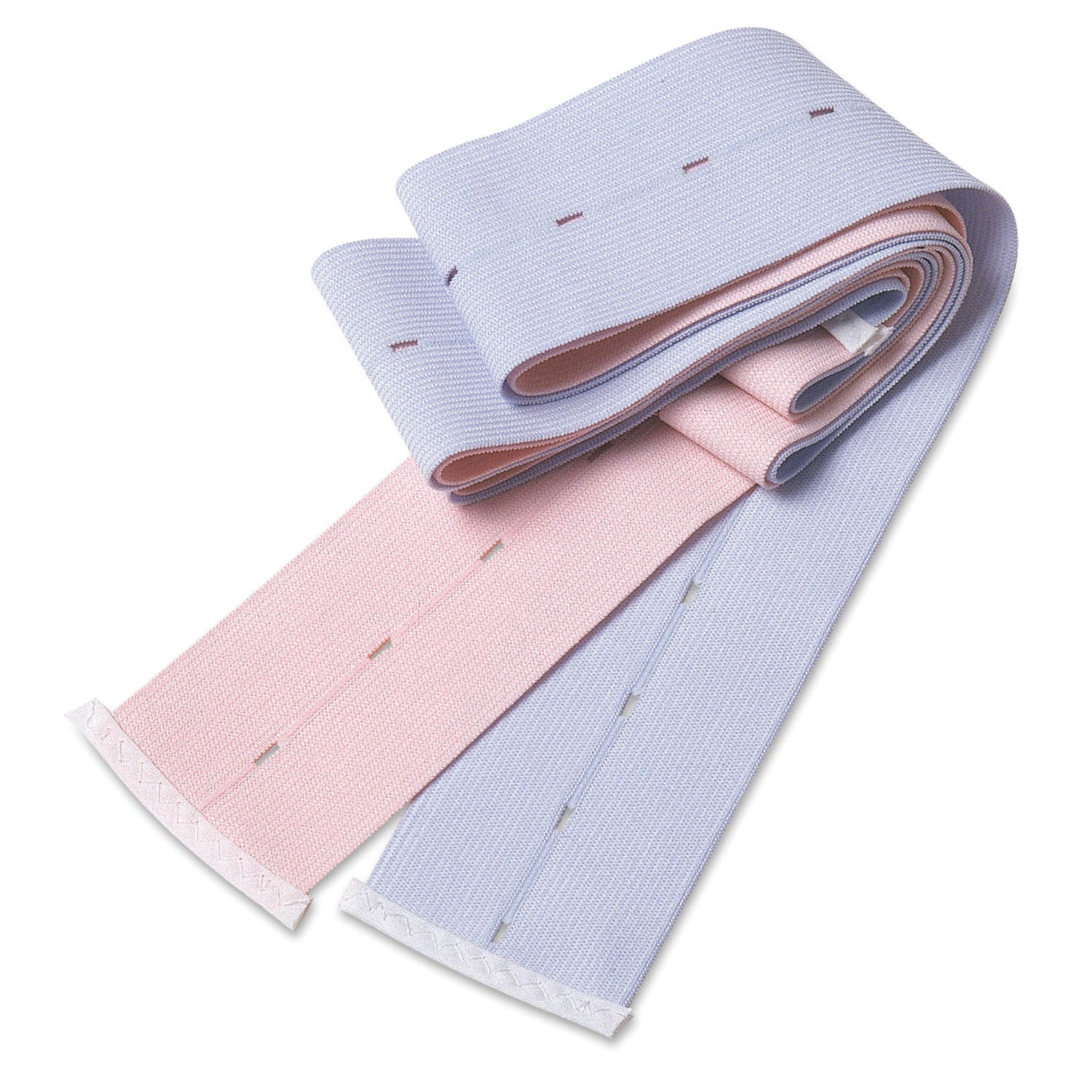 Buttonhole Abdominal Belt, Knit Elastic, 2 3/8" x 48", Holes Every 1_", Finished Ends, 1 Pink & 1 Blue Belt Per Set, Latex Free (LF), 50 sets/cs (Continental US Only)