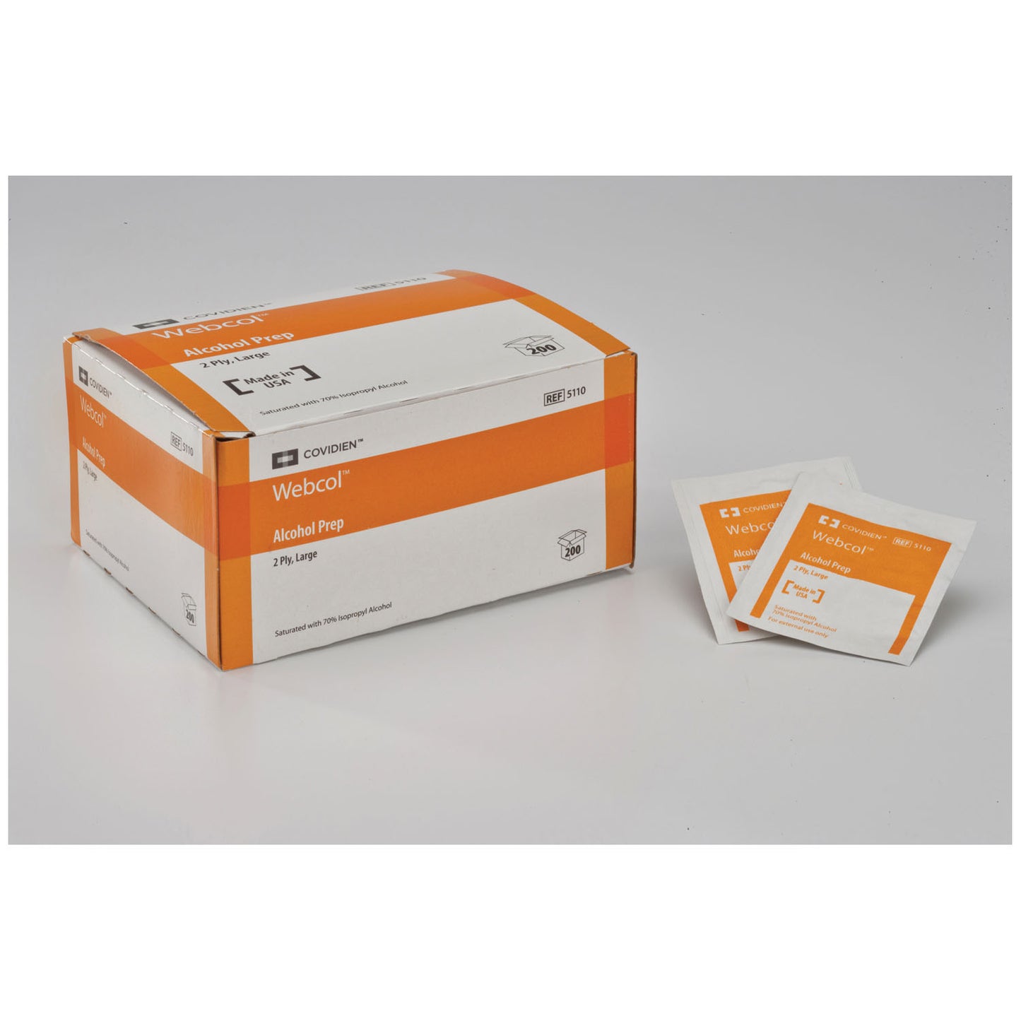 WEBCOL Alcohol Preps, Large, 2-Ply, 200/bx, 20 bx/cs