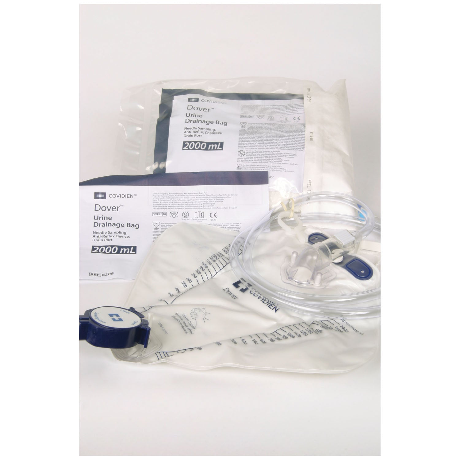 Drain Bag, 2000mL, Mono-Flo Anti-Reflux Device, SplashGuard II Drain Spout, CSR Wrap, 20/cs