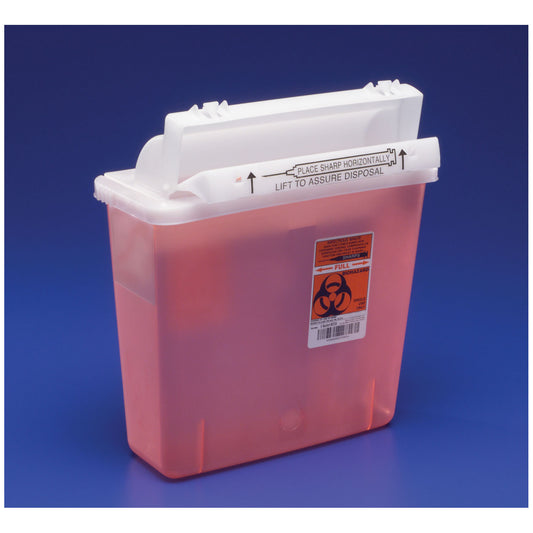 IN-ROOM Sharps Container, 5 Qt, Transparent Red, SHARPSTAR Lid & Counter-Balanced Door, 12_"H x 5_"D x 10_"W, 20/cs (24 cs/plt) (Continental US Only)
