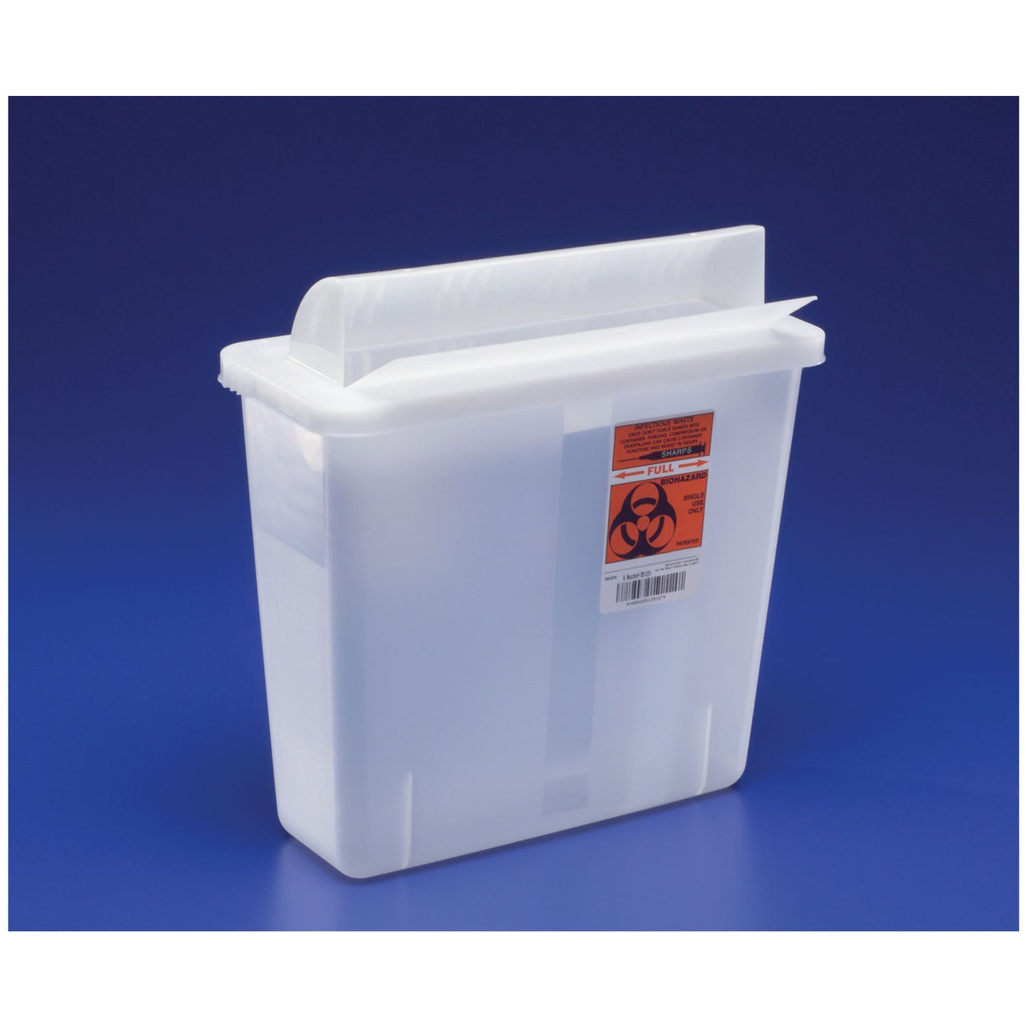Sharps Container, Always-Open Lid, 5 Qt, Clear, 11"H x 4_"D x 10_"W, 20/cs (Continental US Only)
