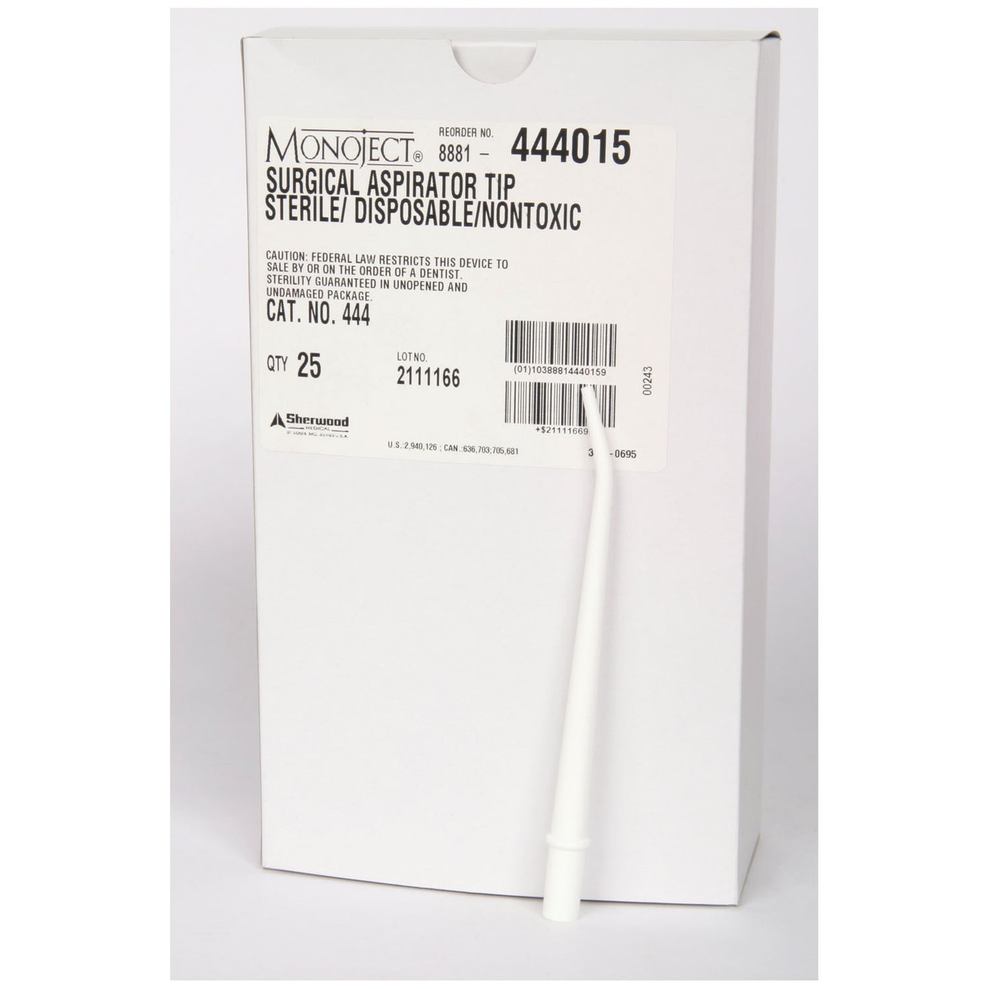 Surgical Aspiration Tip, Sterile, Opaque White, 25/bx, 4 bx/cs