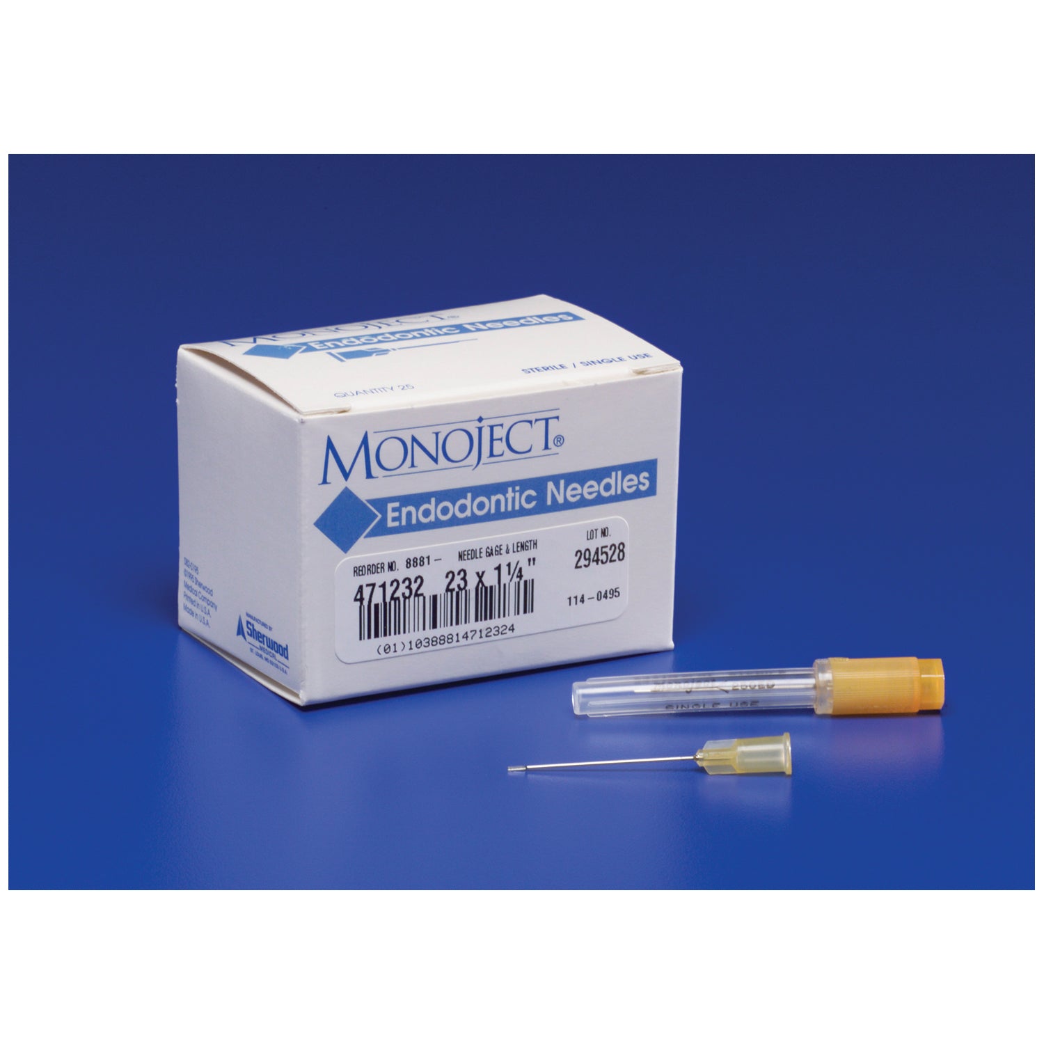 Endodontic Irrigation Needle, 23G, x 1_ (31.7mm), Orange, Sterile, 25/bx, 4 bx/cs (Continental US Only)
