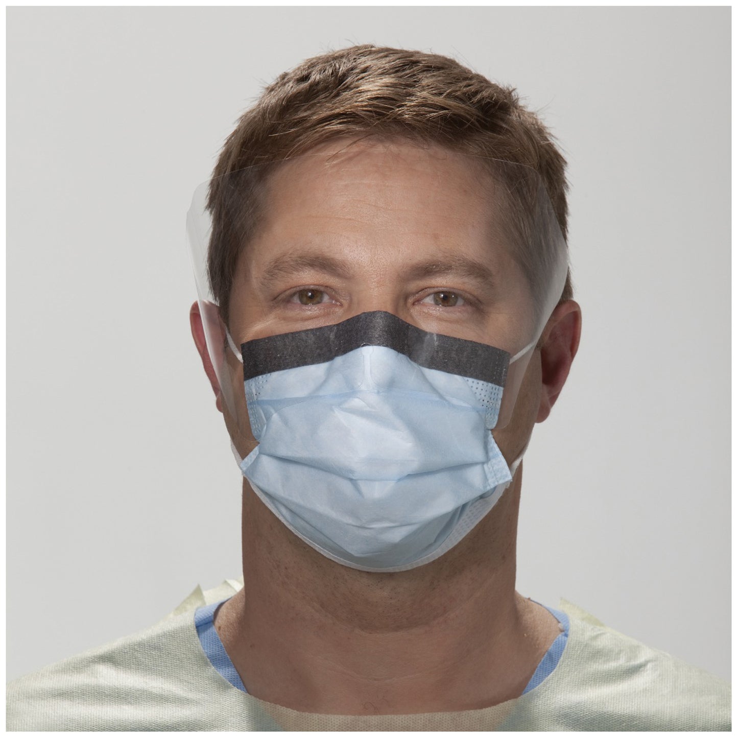 Fluidshield Fog-Free Procedure Mask with Earloops, Wraparound Visor, Blue, 25/pkg, 4 pkg/cs (60 cs/plt) (US Only)