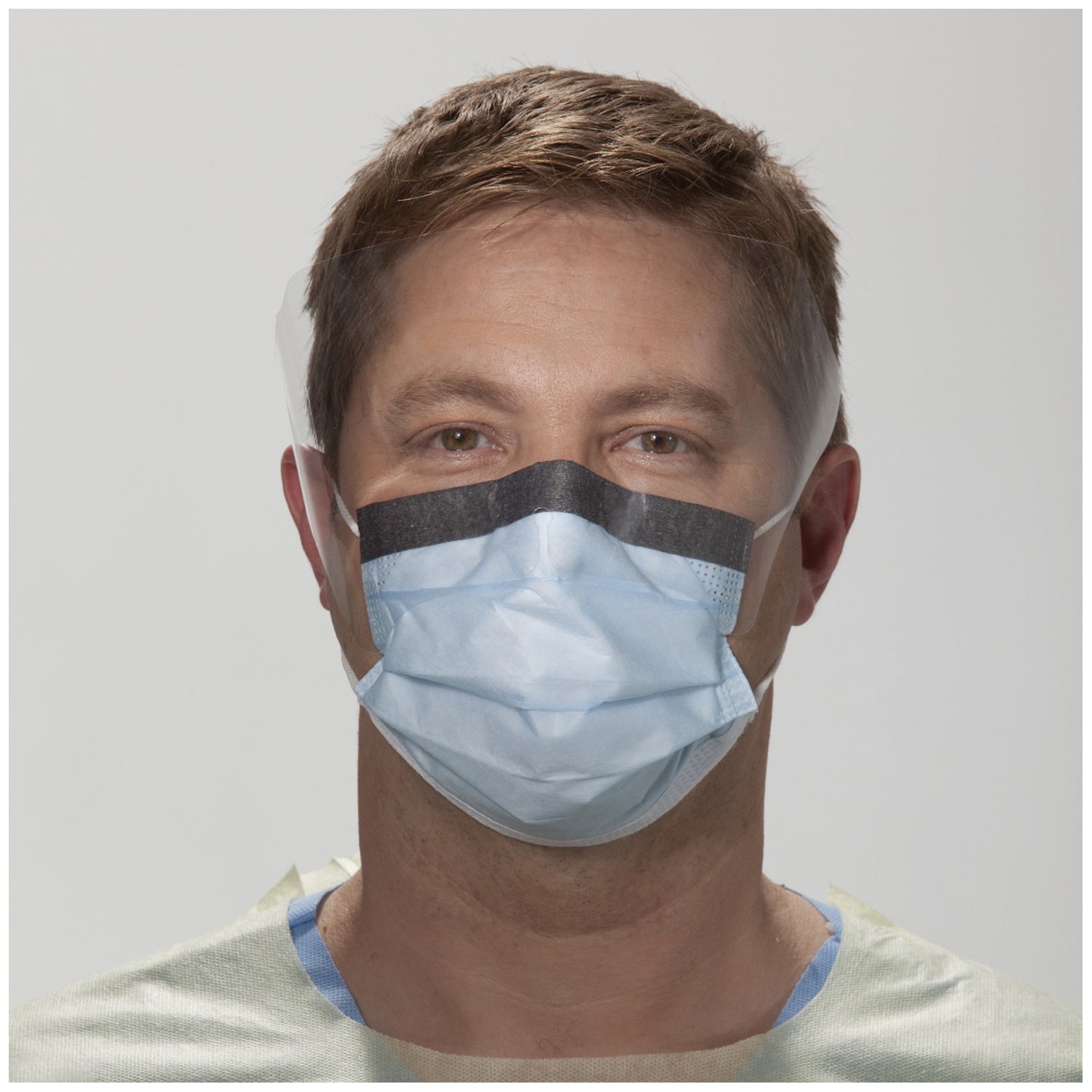Fluidshield Fog-Free Procedure Mask with Earloops, Wraparound Visor, Blue, 25/pkg, 4 pkg/cs (60 cs/plt) (US Only)