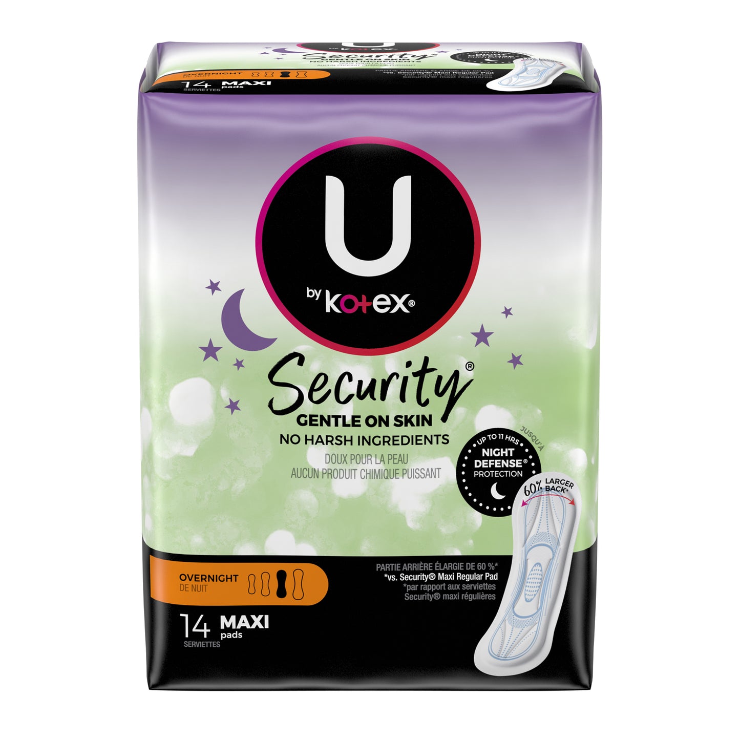 U by Kotex Maxi Pads, Premium Security, Overnight, 14/pk, 8pk/cs (To Be DISCONTINUED)
