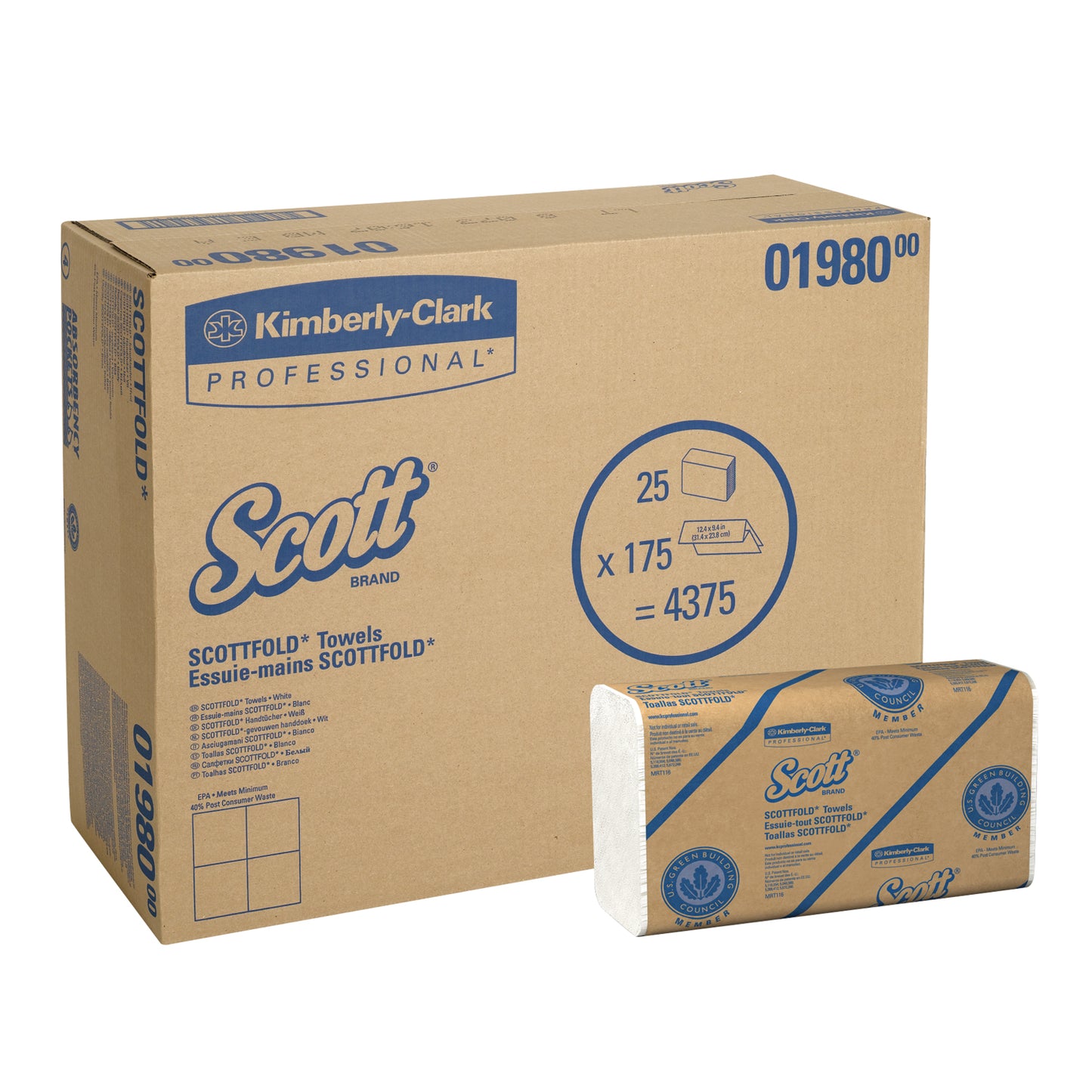 Scott ScottFold Towels, 1-Ply, 175 sheets/pk, 25 pk/cs (36 cs/plt) (091450) (Products cannot be sold on Amazon.com or any other 3rd party site) (US Only)