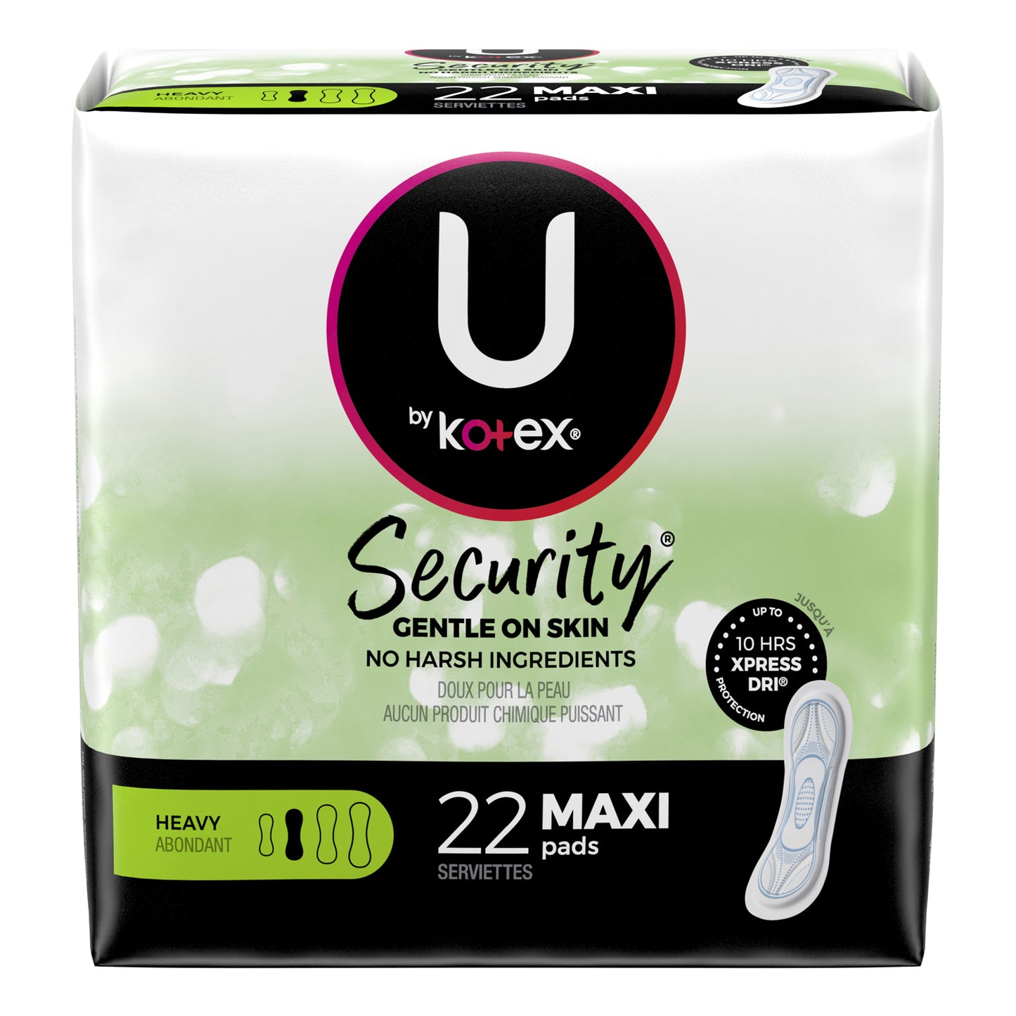 U by Kotex Maxi Pads, Premium, Long, Super, 22/pk, 8 pk/cs