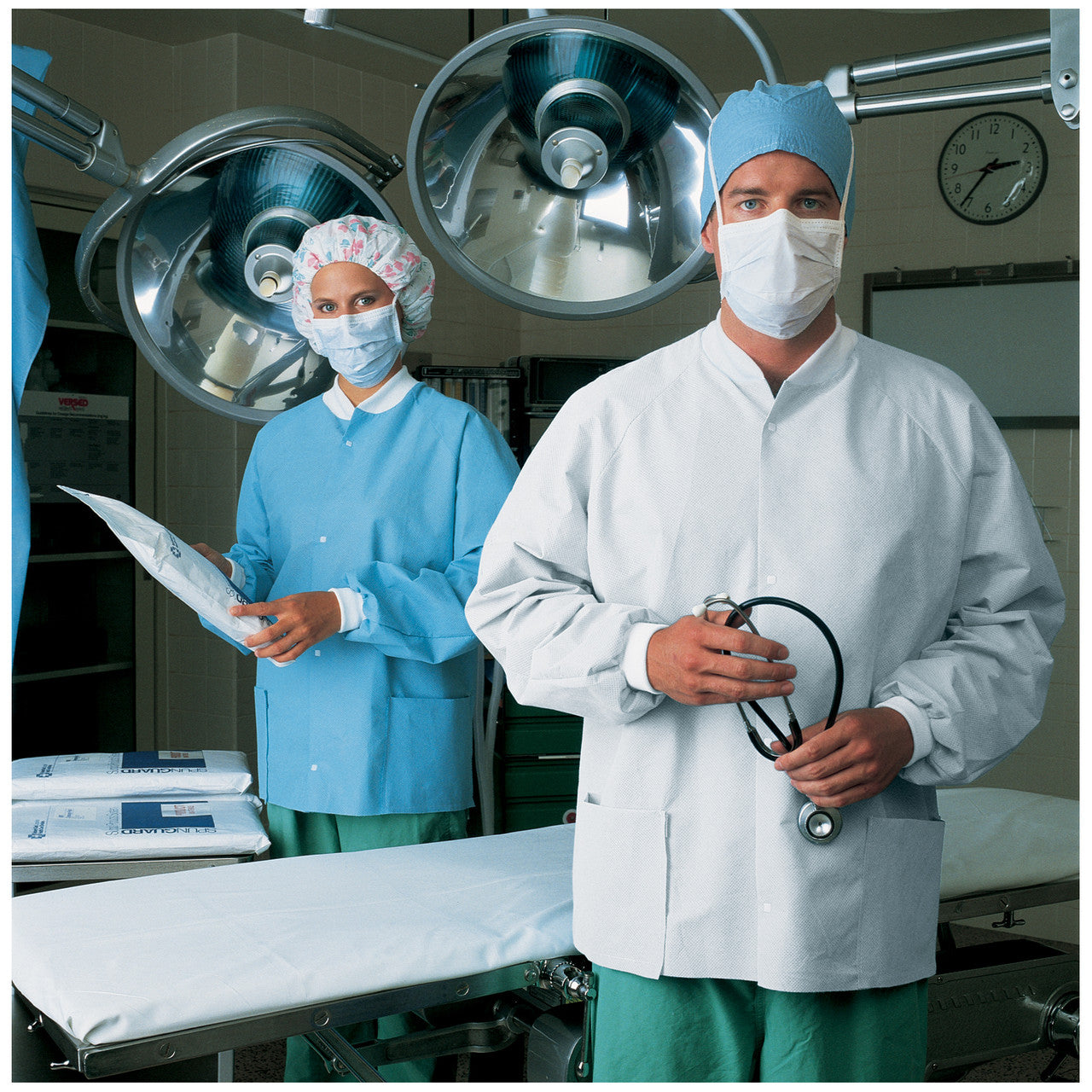Protective Lab Jacket, Medium Weight, SMS, Medium, Blue, 25/cs (US Only)