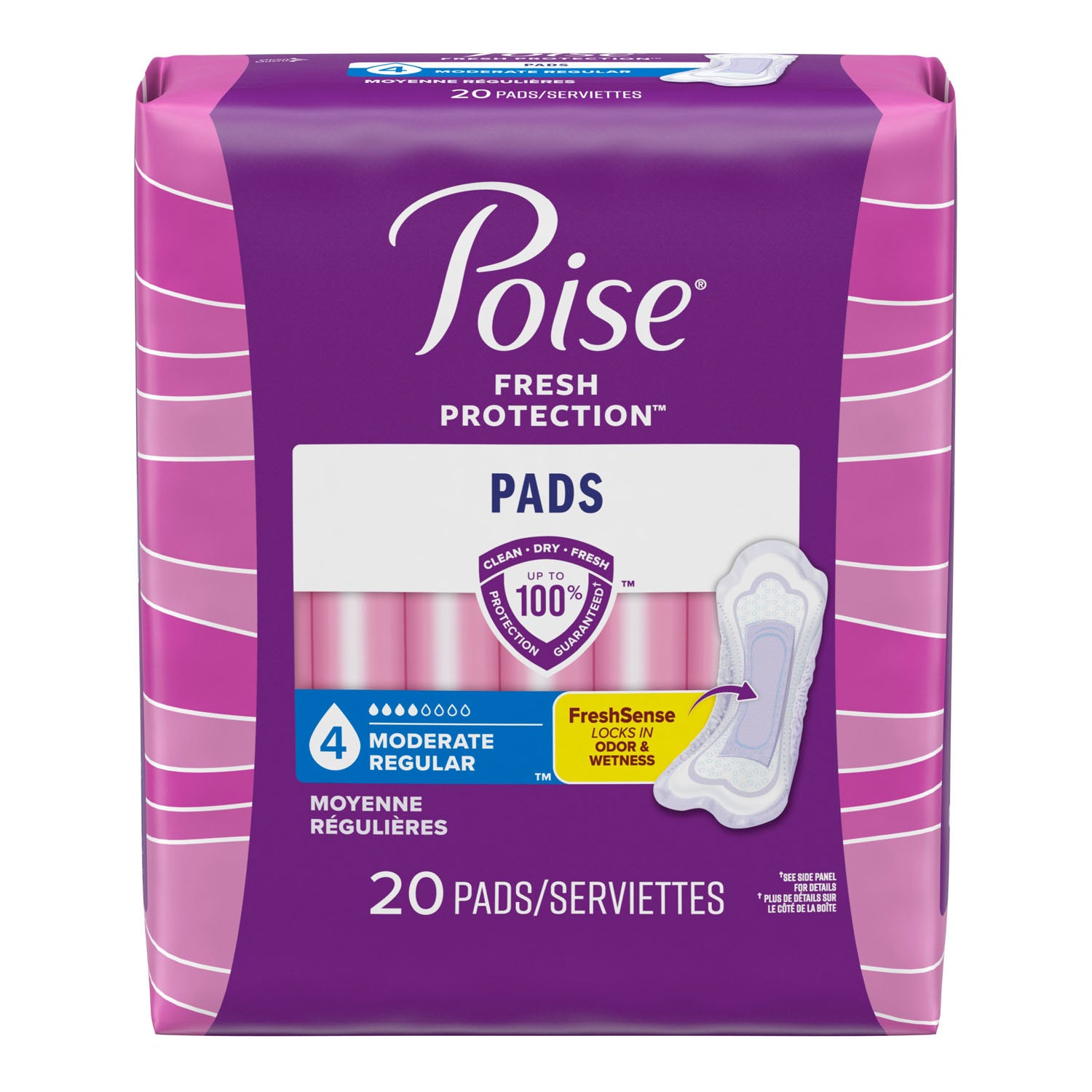 Poise Moderate Absorbency Pads, 20/pk, 6 pk/cs 