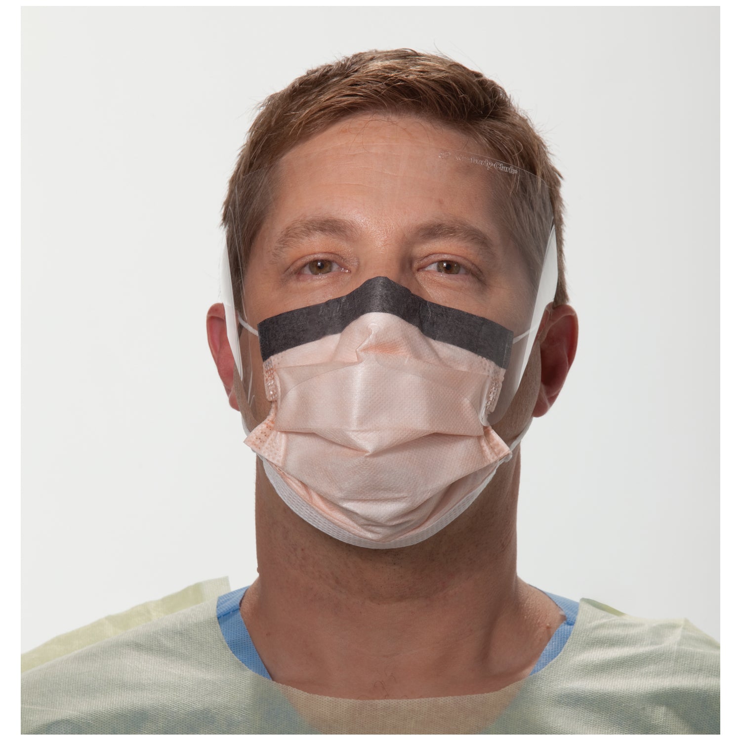 Surgical Mask, Wraparound Visor, Fog-Free, Earloop, Orange, 25/bx, 4 bx/cs (US Only)