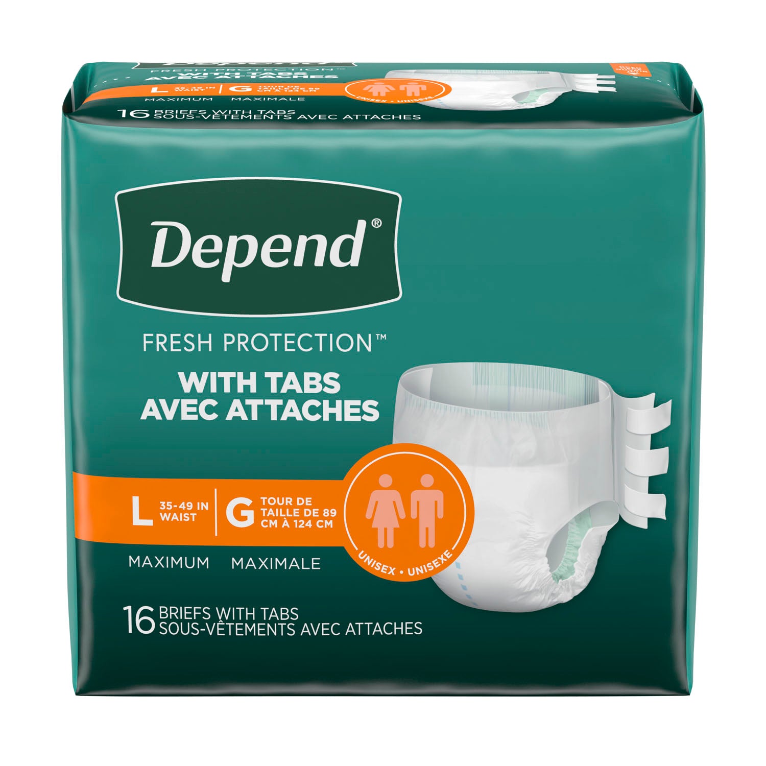 Overnite Briefs, Maximum Absorbency, Large/ X-Large, 16/pkg, 3 pkg/cs