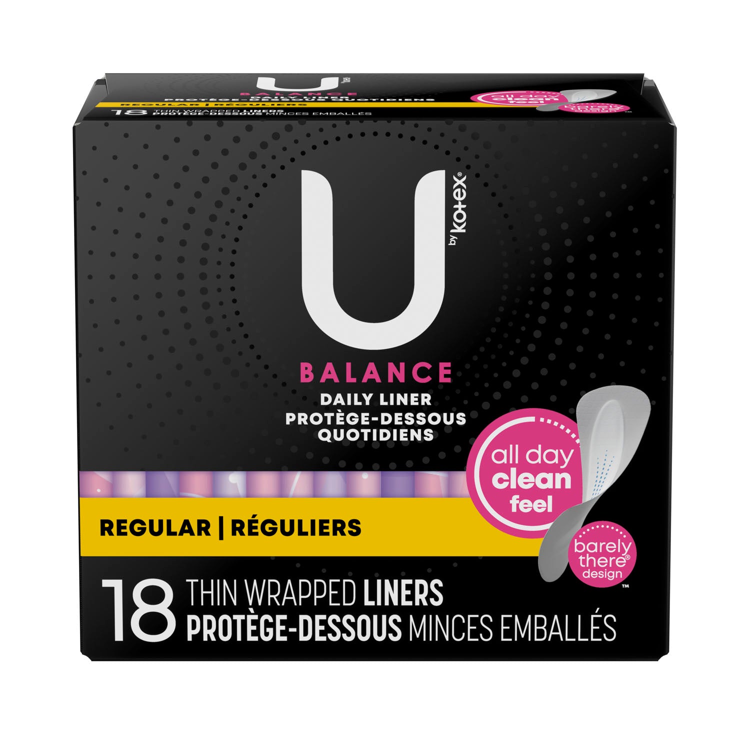 U by Kotex Barely There Liners, Thin, 18/pk, 24 pk/cs (To Be DISCONTINUED)