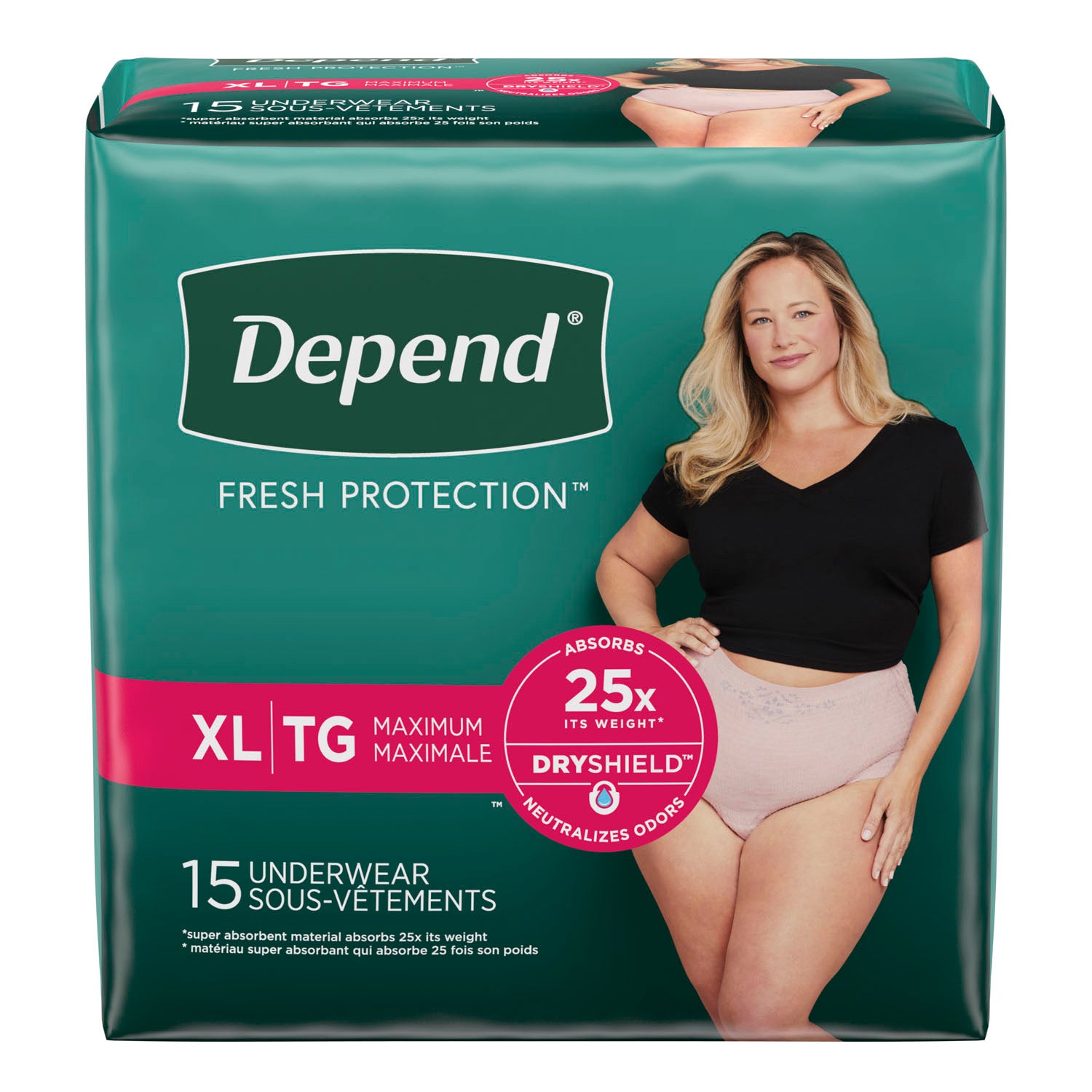 Underwear, Maximum Absorbency, X-Large, Women, Peach, 15/pk, 2 pk/cs