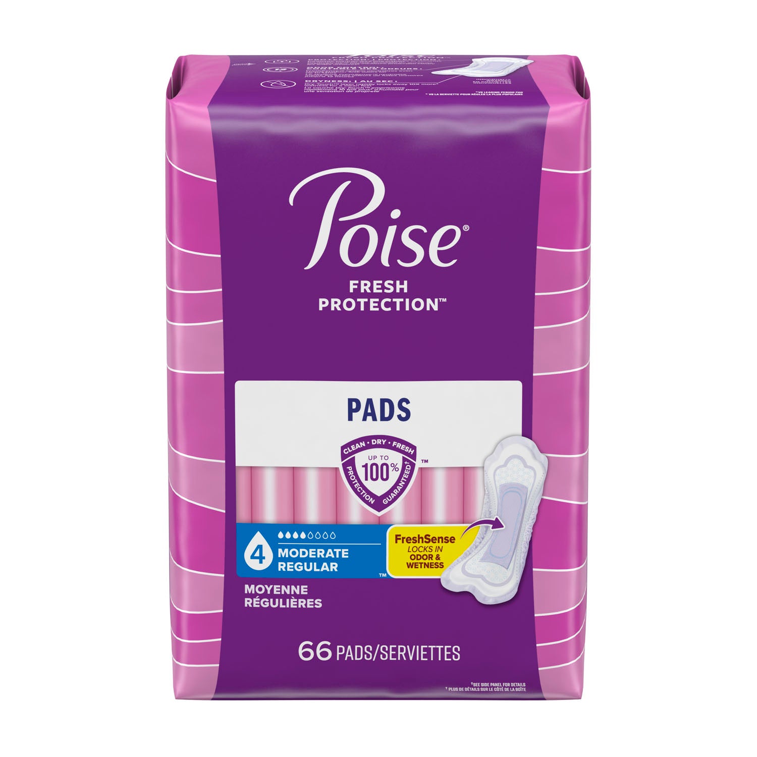 Poise Pads, Moderate, 66/pk, 2 pk/cs